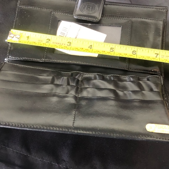 FENDI PEQUIN PECAN Black and Grey Stripe Full Length Trifold Wallet - Picture 14 of 16
